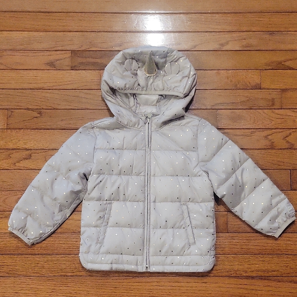 GAP Kids Silver Puffer Unicorn Jacket